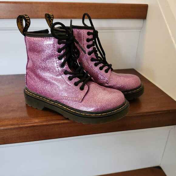 Dr Martens Youth 1460 glitter boots for girls in size 12 - Picture 1 of 9